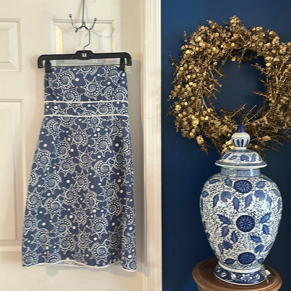 Women’s Vineyard Vines Strapless Navy & White Carolyn Nautical Starfish Dress - Picture 1 of 6